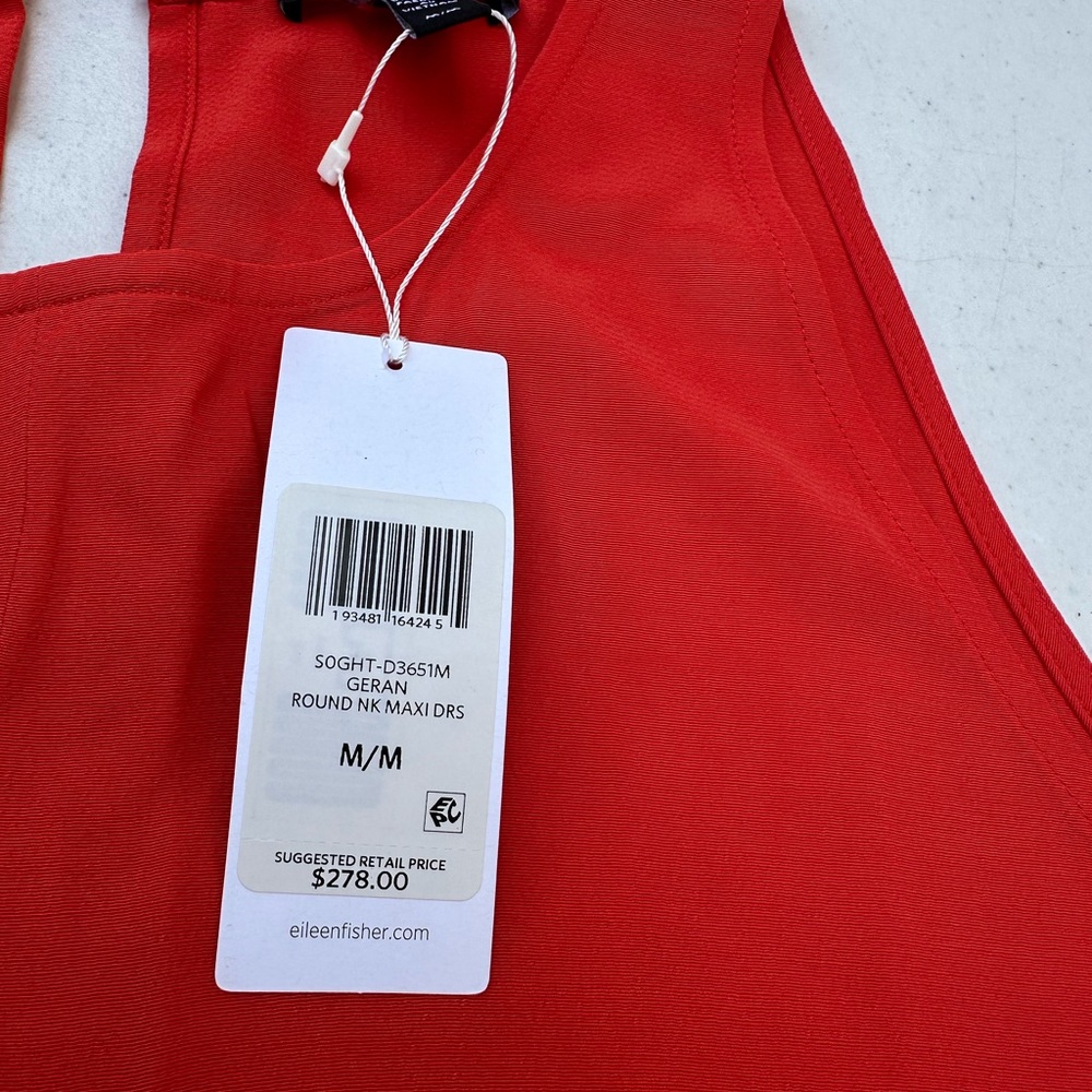 Eileen Fisher hot orange Maxi Sleeveless Scoop Neck Dress - Picture 6 of 9